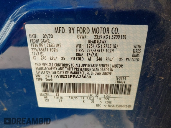 2023 Ford Maverick XL z VIN 3FTTW8E33PRA28639, wystawiony jako IAAI lot #40917937 z przebiegiem 31 217 mil mil oraz . Historia ofert i sprzedaży dostępna na DreamBid. Obrazek 9.