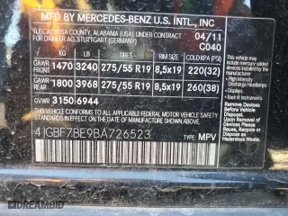 2011 Mercedes-Benz GL-Class GL 450 with VIN 4JGBF7BE9BA726523, listed as a Copart auction lot 47431735 with 94,431 mi miles and Salvage Title. Bid and sale history available at carsss.com. Image 12.