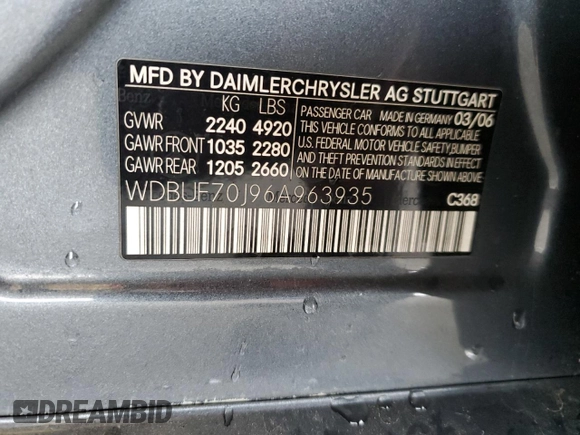 2006 Mercedes-Benz E 500 z VIN WDBUF70J96A963935, wystawiony jako Copart lot #45108905 z przebiegiem 204 278 mil mil oraz Szkoda całkowita • Salvage title. Historia ofert i sprzedaży dostępna na DreamBid. Obrazek 14.