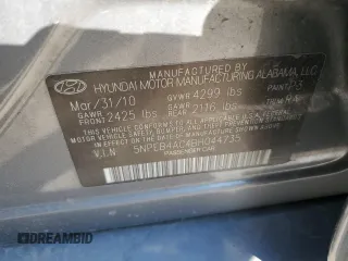 2011 Hyundai Sonata GLS with VIN 5NPEB4AC4BH044735, listed as a Copart auction lot 55756035 with 205,477 mi miles and Non Repairable. Bid and sale history available at DreamBid. Image 12.