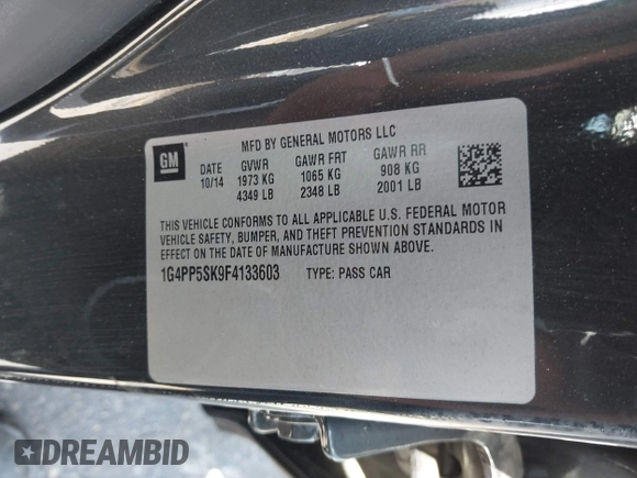 2015 Buick Verano z VIN 1G4PP5SK9F4133603, wystawiony jako IAAI lot #42332560 z przebiegiem 162 153 mil mil oraz . Historia ofert i sprzedaży dostępna na DreamBid. Obrazek 9.