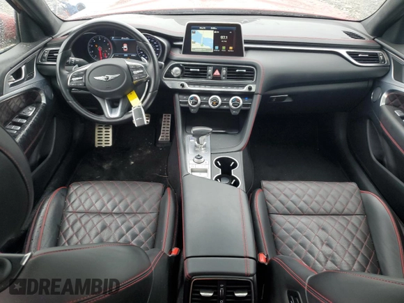 2019 Genesis G70 Dynamic with VIN KMTG34LE2KU021837, listed as a Copart auction lot 57754815 with 41,586 mi miles and Salvage title. Bid and sale history available at DreamBid. Image 8.
