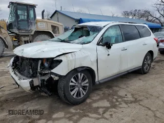 2019 Nissan Pathfinder SV z VIN 5N1DR2MN3KC595352, wystawiony jako Copart lot #42499065 z przebiegiem Nie podano mil oraz Szkoda całkowita • Salvage title. Historia ofert i sprzedaży dostępna na DreamBid. Obrazek 1.