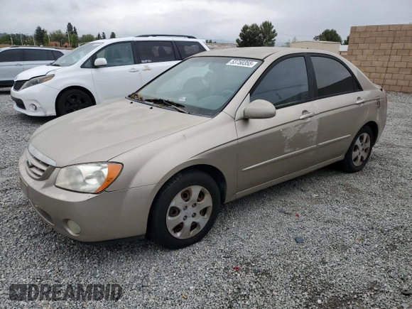 2005 Kia Spectra LX with VIN KNAFE122655108260, listed as a Copart auction lot 53750355 with 146,157 mi miles and Clean Title. Bid and sale history available at carsss.com. Image 1.