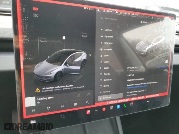 2025 Tesla Model 3 Long Range z VIN 5YJ3E1EA1SF906894, wystawiony jako Copart lot #49925085 z przebiegiem 3 477 mil mil oraz Szkoda całkowita • Salvage title. Historia ofert i sprzedaży dostępna na DreamBid. Obrazek 9.