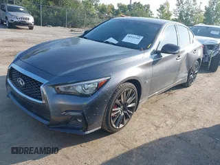 2020 Infiniti Q50 Red Sport 400 with VIN JN1FV7AR8LM660823, listed as a IAAI auction lot 40322341 with 104,530 mi miles and . Bid and sale history available at carsss.com. Image 17.