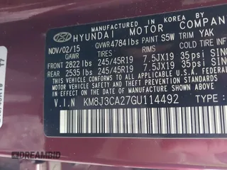 2016 Hyundai Tucson Limited z VIN KM8J3CA27GU114492, wystawiony jako IAAI lot #42361906 z przebiegiem 105 061 mil mil oraz . Historia ofert i sprzedaży dostępna na DreamBid. Obrazek 9.