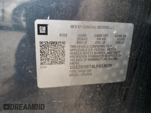2020 Chevrolet Malibu LS with VIN 1G1ZB5ST4LF013639, listed as a Copart auction lot 47887015 with 106,601 mi miles and Clean Title. Bid and sale history available at DreamBid. Image 12.