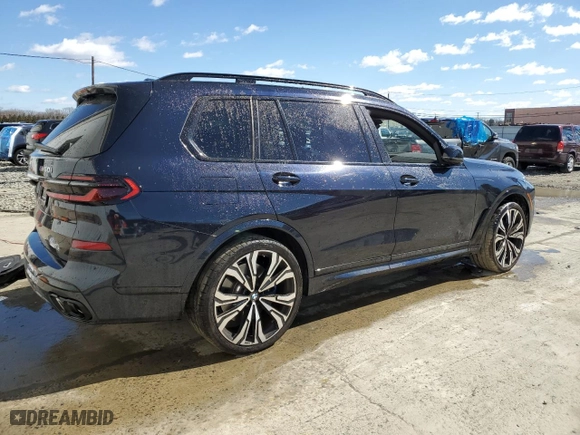 2024 BMW X7 M60i with VIN 5UX33EM08R9T81499, listed as a Copart auction lot 47220095 with 5,328 mi miles and Salvage Title. Bid and sale history available at carsss.com. Image 3.
