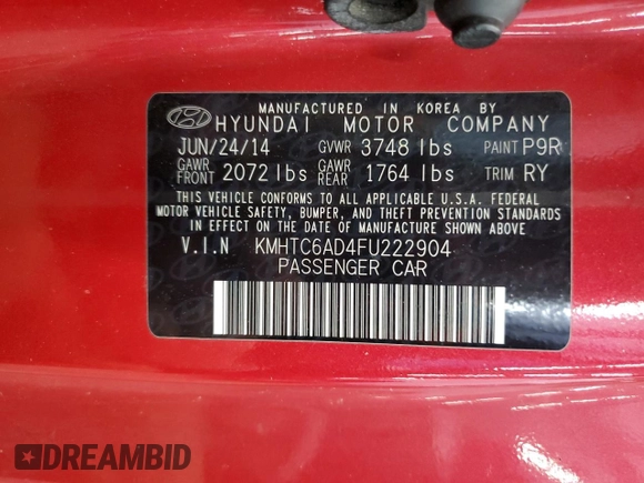 2015 Hyundai Veloster z VIN KMHTC6AD4FU222904, wystawiony jako Copart lot #60853105 z przebiegiem 133 289 mil mil oraz Czysty tytuł • Clean title. Historia ofert i sprzedaży dostępna na DreamBid. Obrazek 12.
