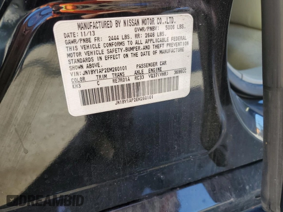 2014 Infiniti M37 with VIN JN1BY1AP2EM260101, listed as a Copart auction lot 82751744 with 142,099 mi miles and Salvage Title. Bid and sale history available at carsss.com. Image 12.