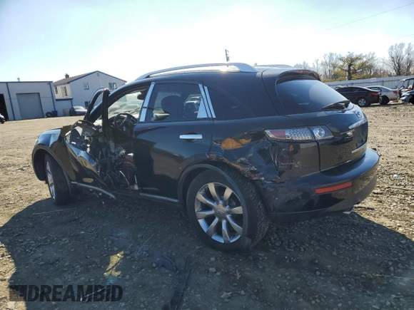 2005 Infiniti FX z VIN JNRAS08WX5X204374, wystawiony jako Copart lot #47408985 z przebiegiem 200 548 mil mil oraz Szkoda całkowita • Salvage title. Historia ofert i sprzedaży dostępna na DreamBid. Obrazek 2.