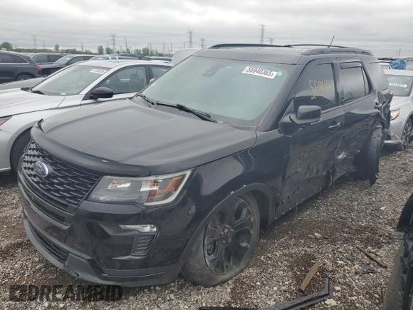 2019 Ford Explorer Sport with VIN 1FM5K8GT4KGB04110, listed as a Copart auction lot 55940365 with 84,721 mi miles and Salvage title. Bid and sale history available at DreamBid. Image 1.
