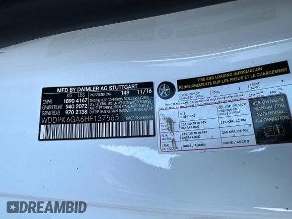 2017 Mercedes-Benz SLC 43 AMG with VIN WDDPK6GA6HF137565, listed as a Copart auction lot 54969215 with 157,091 mi miles and Clean Title. Bid and sale history available at DreamBid. Image 10.