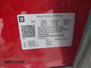 2021 GMC Acadia SLE with VIN 1GKKNRLS3MZ176171, listed as a IAAI auction lot 41822243 with 40,519 mi miles. Bid and sale history available at carsss.com. Image 9.