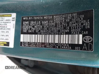 2009 Toyota Corolla z VIN 2T1BU40E39C031746, wystawiony jako IAAI lot #42542079 z przebiegiem 218 019 mil mil oraz . Historia ofert i sprzedaży dostępna na DreamBid. Obrazek 9.