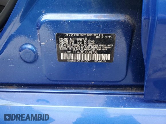 2016 Subaru WRX STI with VIN JF1VA2M6XG9817081, listed as a Copart auction lot 87374724 with 87,564 mi miles and Salvage title. Bid and sale history available at DreamBid. Image 12.