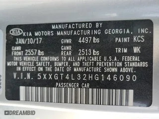 2017 Kia Optima LX with VIN 5XXGT4L32HG146090, listed as a Copart auction lot 71650734 with 164,595 mi miles and Salvage Title. Bid and sale history available at carsss.com. Image 12.