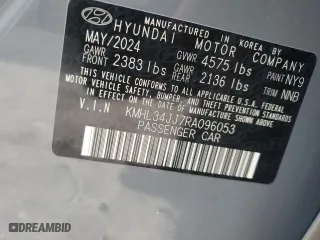 2024 Hyundai Sonata Hybrid SEL with VIN KMHL34JJ7RA096053, listed as a Copart auction lot 53102305 with 25,044 mi miles and Clean Title. Bid and sale history available at carsss.com. Image 13.