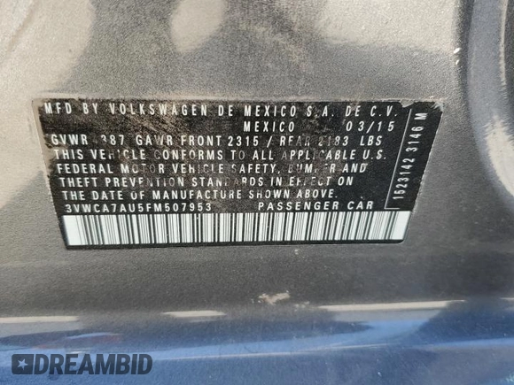 2015 Volkswagen Golf SportWagen TDI S with VIN 3VWCA7AU5FM507953, listed as a Copart auction lot 79109413 with 133,707 mi miles and Salvage Title. Bid and sale history available at carsss.com. Image 13.