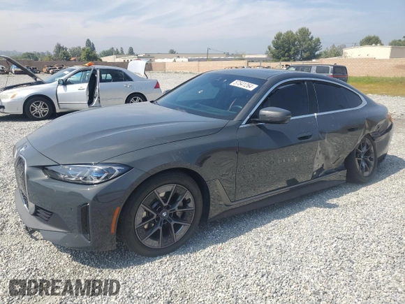 2023 BMW i4 eDrive40 with VIN WBY73AW01PFP79918, listed as a Copart auction lot 57541264 with 17,168 mi miles and Salvage Title. Bid and sale history available at carsss.com. Image 1.