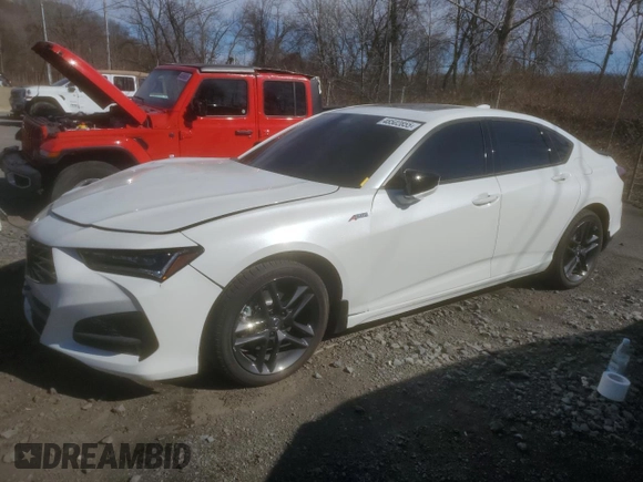 2025 Acura TLX w/A-Spec Package z VIN 19UUB6F5XSA000006, wystawiony jako Copart lot #58934895 z przebiegiem 671 mil mil oraz Szkoda całkowita • Salvage title. Historia ofert i sprzedaży dostępna na DreamBid. Obrazek 1.