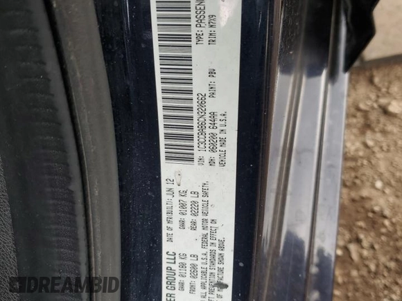 2012 Chrysler 200 LX with VIN 1C3CCBAB6CN320662, listed as a Copart auction lot 50880225 with 0 mi miles and Salvage Title. Bid and sale history available at carsss.com. Image 12.