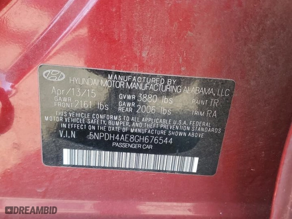 2016 Hyundai Elantra SE with VIN 5NPDH4AE8GH676544, listed as a Copart auction lot 53050035 with 149,902 mi miles and Salvage Title. Bid and sale history available at carsss.com. Image 13.