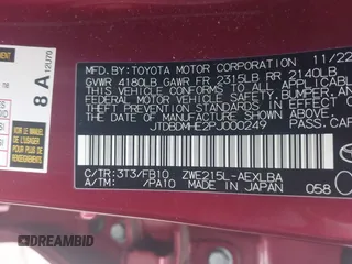 2023 Toyota Corolla Hybrid LE with VIN JTDBDMHE2PJ000249, listed as a IAAI auction lot 41618305 with 47,925 mi miles. Bid and sale history available at carsss.com. Image 9.
