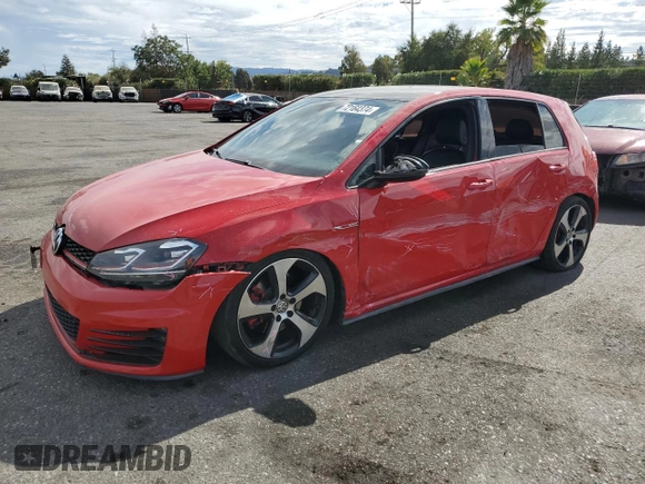 2016 Volkswagen Golf GTI SE with VIN 3VW5T7AU2GM016597, listed as a Copart auction lot 72164374 with 61,789 mi miles and Non Repairable. Bid and sale history available at carsss.com. Image 1.