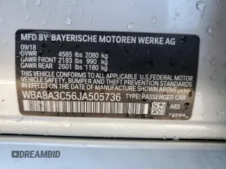 2018 BMW 3 Series 320i xDrive z VIN WBA8A3C56JA505736, wystawiony jako Copart lot #41780485 z przebiegiem 40 330 mil mil oraz Szkoda całkowita • Salvage title. Historia ofert i sprzedaży dostępna na DreamBid. Obrazek 12.