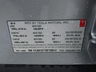 2016 Tesla Model S 70 with VIN 5YJSA1E17GF156514, listed as a IAAI auction lot 41869006 with 17,704 mi miles and . Bid and sale history available at DreamBid. Image 9.