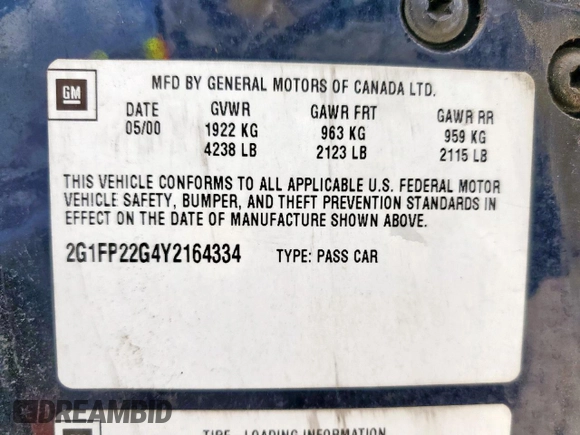 2000 Chevrolet Camaro Z28 z VIN 2G1FP22G4Y2164334, wystawiony jako Copart lot #61602805 z przebiegiem 88 765 mil mil oraz Czysty tytuł • Clean title. Historia ofert i sprzedaży dostępna na DreamBid. Obrazek 12.