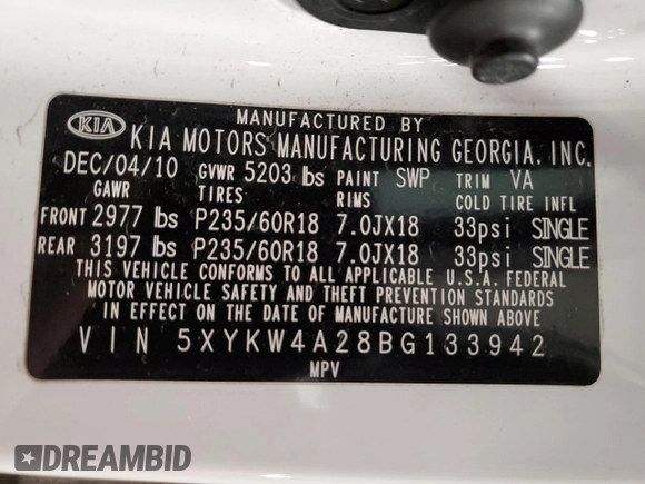 2011 Kia Sorento SX with VIN 5XYKW4A28BG133942, listed as a Copart auction lot 50219905 with 143,515 mi miles and Salvage Title. Bid and sale history available at carsss.com. Image 13.