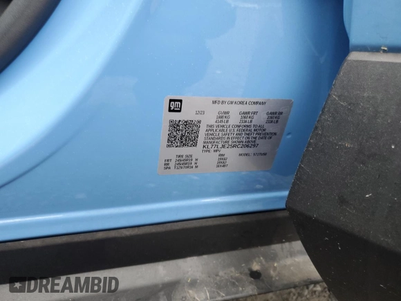 2024 Chevrolet Trax 2RS with VIN KL77LJE25RC206297, listed as a Copart auction lot 50798815 with 5,754 mi miles and Salvage Title. Bid and sale history available at DreamBid. Image 15.