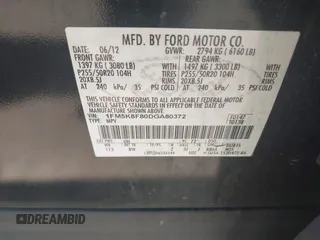 2013 Ford Explorer Limited z VIN 1FM5K8F80DGA80372, wystawiony jako IAAI lot #42180364 z przebiegiem Nie podano mil oraz . Historia ofert i sprzedaży dostępna na DreamBid. Obrazek 9.