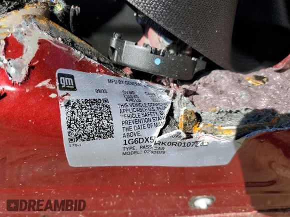 2024 Cadillac CT5 Luxury with VIN 1G6DX5RK0R0107242, listed as a Copart auction lot 44237425 with Not provided miles and Salvage title. Bid and sale history available at DreamBid. Image 12.