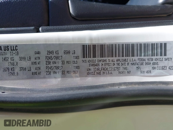 2020 Jeep Grand Cherokee Altitude z VIN 1C4RJFAGXLC216797, wystawiony jako IAAI lot #42288098 z przebiegiem 71 157 mil mil oraz . Historia ofert i sprzedaży dostępna na DreamBid. Obrazek 9.