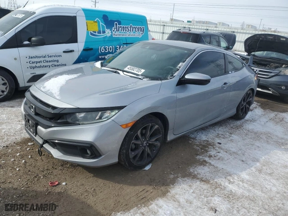 2019 Honda Civic Coupe Sport with VIN 2HGFC4B86KH307569, listed as a Copart auction lot 45582705 with 49,883 mi miles and Salvage Title. Bid and sale history available at carsss.com. Image 1.