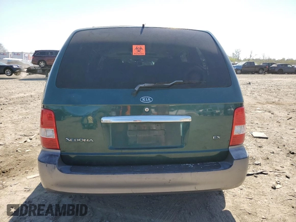 2004 Kia Sedona LX with VIN KNDUP131746564626, listed as a Copart auction lot 52408985 with 120,840 mi miles and Salvage Title. Bid and sale history available at carsss.com. Image 6.
