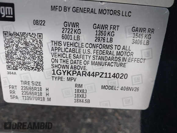 2023 Cadillac XT6 FWD Luxury with VIN 1GYKPAR44PZ114020, listed as a IAAI auction lot 41669115 with 110,305 mi miles and . Bid and sale history available at DreamBid. Image 9.