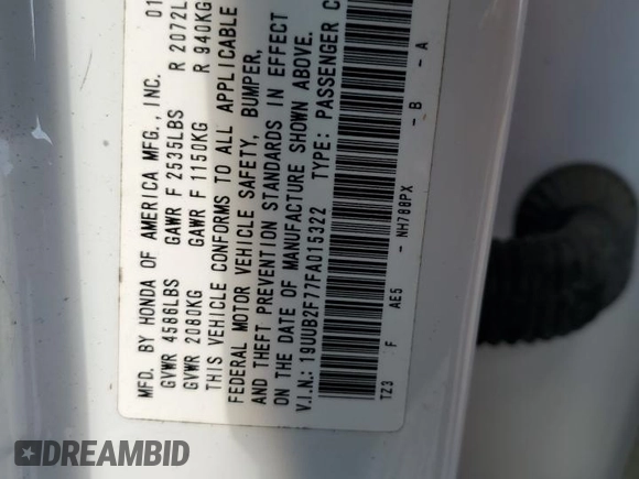 2015 Acura TLX Advance z VIN 19UUB2F77FA015322, wystawiony jako Copart lot #57364975 z przebiegiem 157 722 mil mil oraz Szkoda całkowita • Salvage title. Historia ofert i sprzedaży dostępna na DreamBid. Obrazek 12.