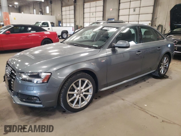 2014 Audi A4 Premium Plus with VIN WAUFFAFLXEN037077, listed as a Copart auction lot 51582465 with 104,475 mi miles and Salvage Title. Bid and sale history available at carsss.com. Image 1.