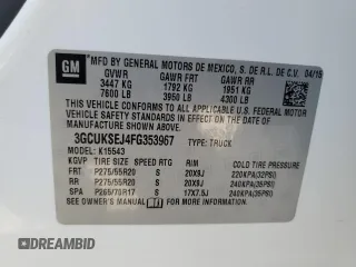 2015 Chevrolet Silverado 1500 LTZ with VIN 3GCUKSEJ4FG353967, listed as a Copart auction lot 51272035 with 105,093 mi miles and Salvage Title. Bid and sale history available at carsss.com. Image 12.