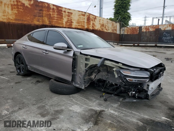 2023 Genesis G70 3.3T with VIN KMTG54TE4PU135081, listed as a Copart auction lot 55341144 with 3,637 mi miles and Salvage Title. Bid and sale history available at carsss.com. Image 4.