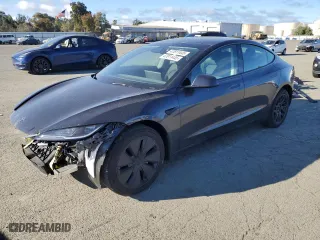 2024 Tesla Model 3 Long Range with VIN 5YJ3E1EBXRF841790, listed as a Copart auction lot 47811445 with 5,657 mi miles and Salvage Title. Bid and sale history available at carsss.com. Image 1.