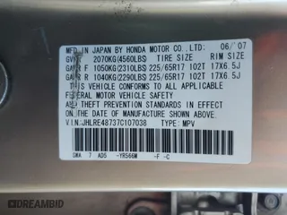 2007 Honda CR-V EX-L with VIN JHLRE48737C107038, listed as a Copart auction lot 47688765 with 198,389 mi miles and Salvage Title. Bid and sale history available at carsss.com. Image 15.