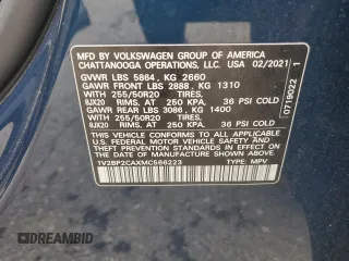 2021 Volkswagen Atlas SEL with VIN 1V2BP2CAXMC566223, listed as a Copart auction lot 56785655 with 101,229 mi miles and Salvage title. Bid and sale history available at DreamBid. Image 14.