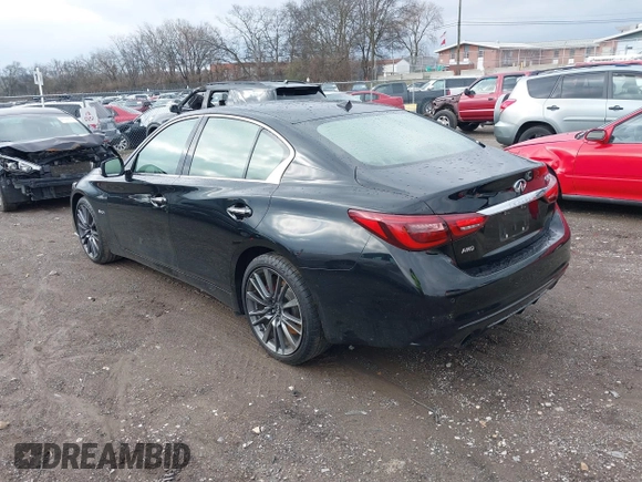 2018 Infiniti Q50 RED SPORT 400 with VIN JN1FV7ARXJM481650, listed as a IAAI auction lot 41572515 with 75,957 mi miles. Bid and sale history available at carsss.com. Image 3.