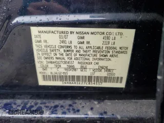 2007 Nissan Maxima 3.5 SE with VIN 1N4BA41E27C854557, listed as a Copart auction lot 76029554 with 106,727 mi miles and Salvage Title. Bid and sale history available at carsss.com. Image 12.
